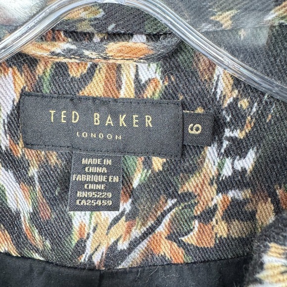 Ted Baker Jacket Womens 6 Inniza Cargo Urban Printed Pockets Camo Belted Green - Picture 9 of 14